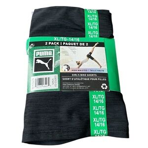 Puma - Girls' High-Waisted Bike Shorts (2-Pack) / Athletic Shorts